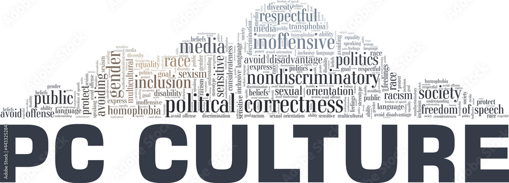 Fototapeta premium Political Correctness - PC Culture vector illustration word cloud isolated on a white background.