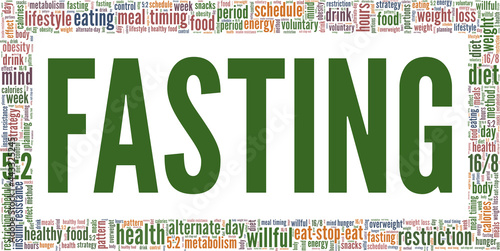 Intermittent Fasting vector illustration word cloud isolated on a white background.