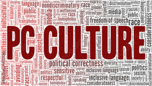 Political Correctness - PC Culture vector illustration word cloud isolated on a white background.