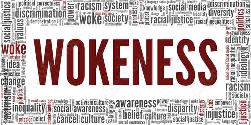 Wokeness vector illustration word cloud isolated on a white background.