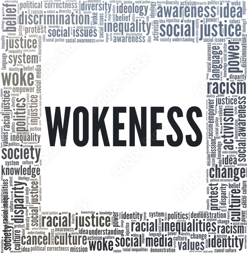 Wokeness vector illustration word cloud isolated on a white background.