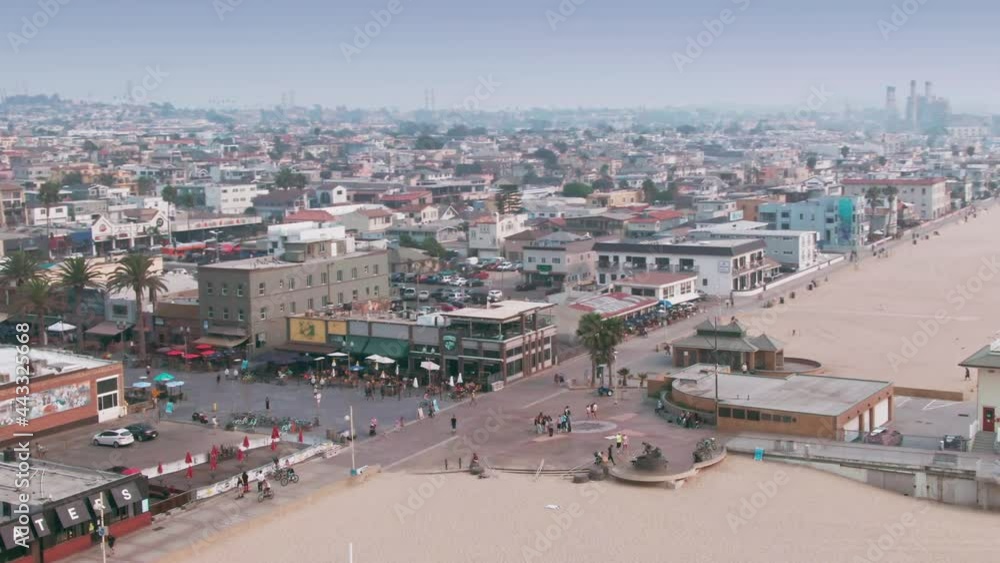 Aerial view of Manhattan Beach boardwalk, Los Angeles, USA Aerial view of Manhattan Beach boardwalk, Los Angeles, USA