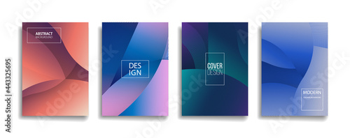 bright gradient color abstract line pattern background cover design. modern background design with trendy and vivid vibrant color. blue violet red orange green placard poster vector cover template.