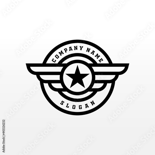 Letter Wing star Emblem Logo