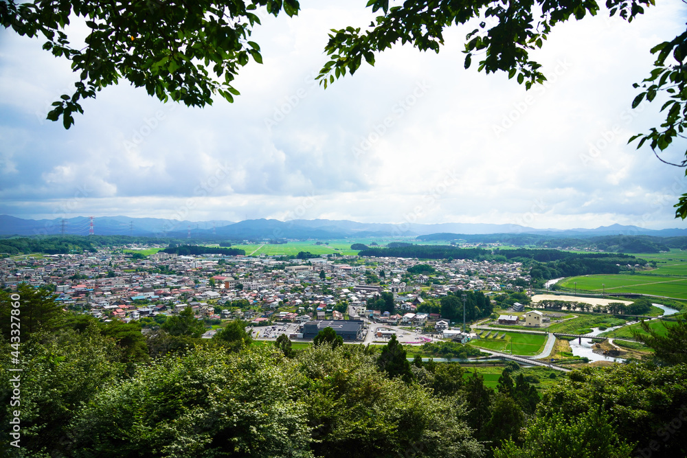 福島県石川郡浅川町の城山公園から望む町並 福島県石川郡浅川町の城山公園から望む町並