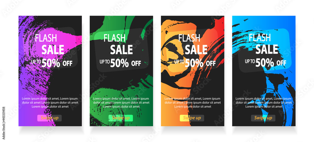 abstract mobile for flash sale banners. Sale banner template design, Flash sale special offer set - vector