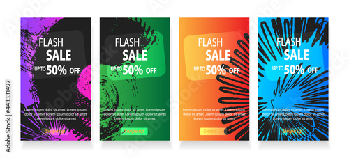 abstract mobile for flash sale banners. Sale banner template design, Flash sale special offer set - vector © Nivia Design