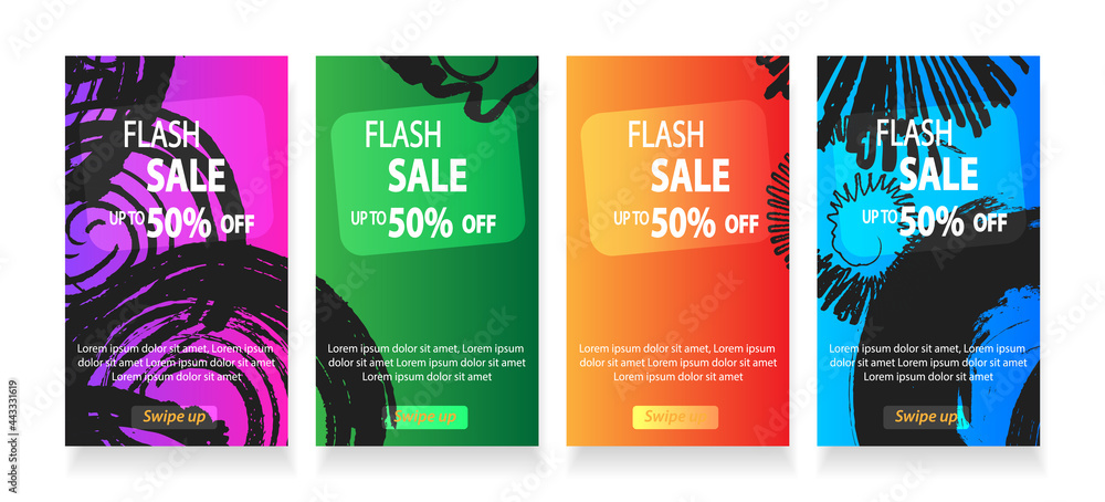 abstract mobile for flash sale banners. Sale banner template design, Flash sale special offer set - vector