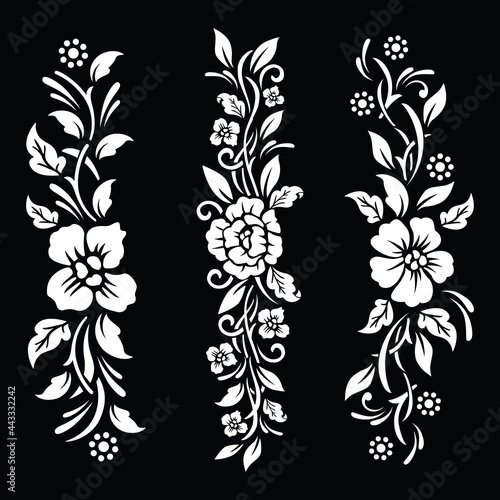 Black and white Floral cut file with temporary tattoo design
