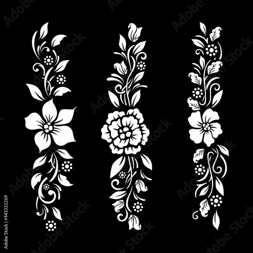 Black and white Floral cut file with temporary tattoo design