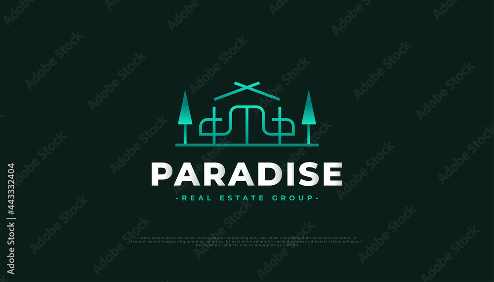 Real Estate Logo Design with Line Style, Suitable for Travel, Tourism, and Resort Industry