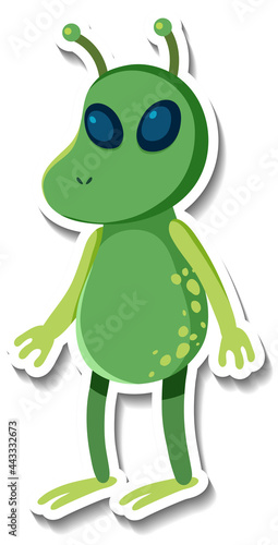 Sticker template with an alien monster cartoon character isolated