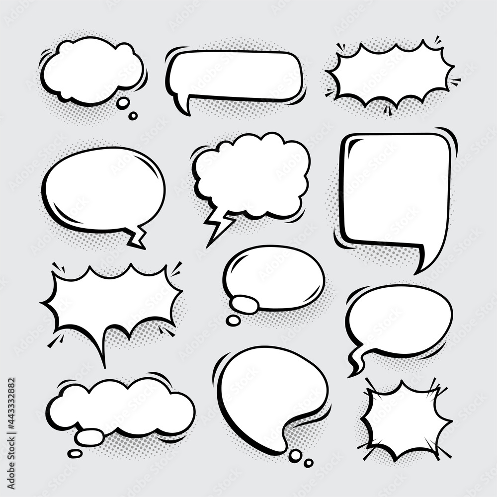 Fototapeta premium Variation empty comic speech bubbles