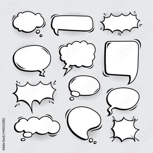 Variation empty comic speech bubbles