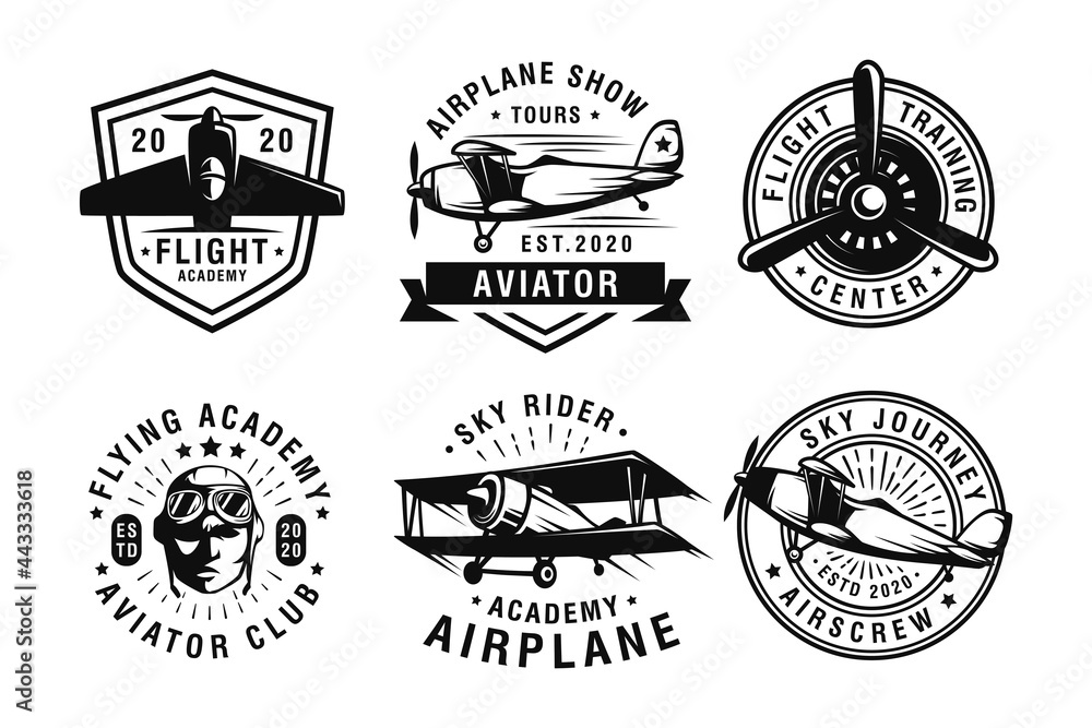 Set of vintage aircraf logo design