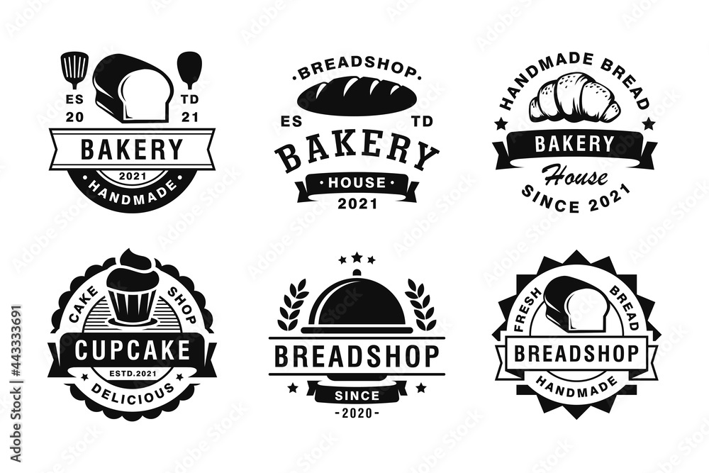 Set of vintage bakery labels, badges and design elements