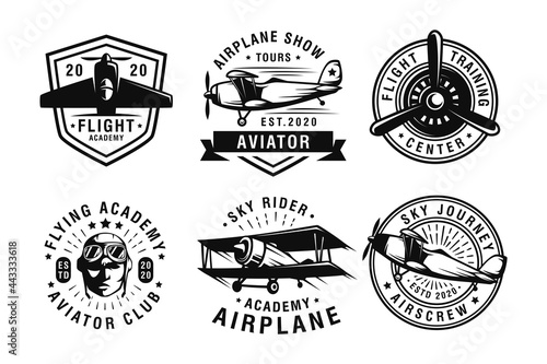Set of vintage aircraf logo design