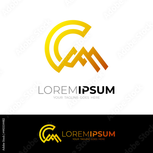 Letter CM logo with line design vector, line style