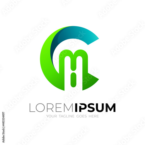 C and M logo with circle design vector, 3d colorful logos