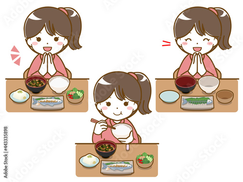食事をする少女