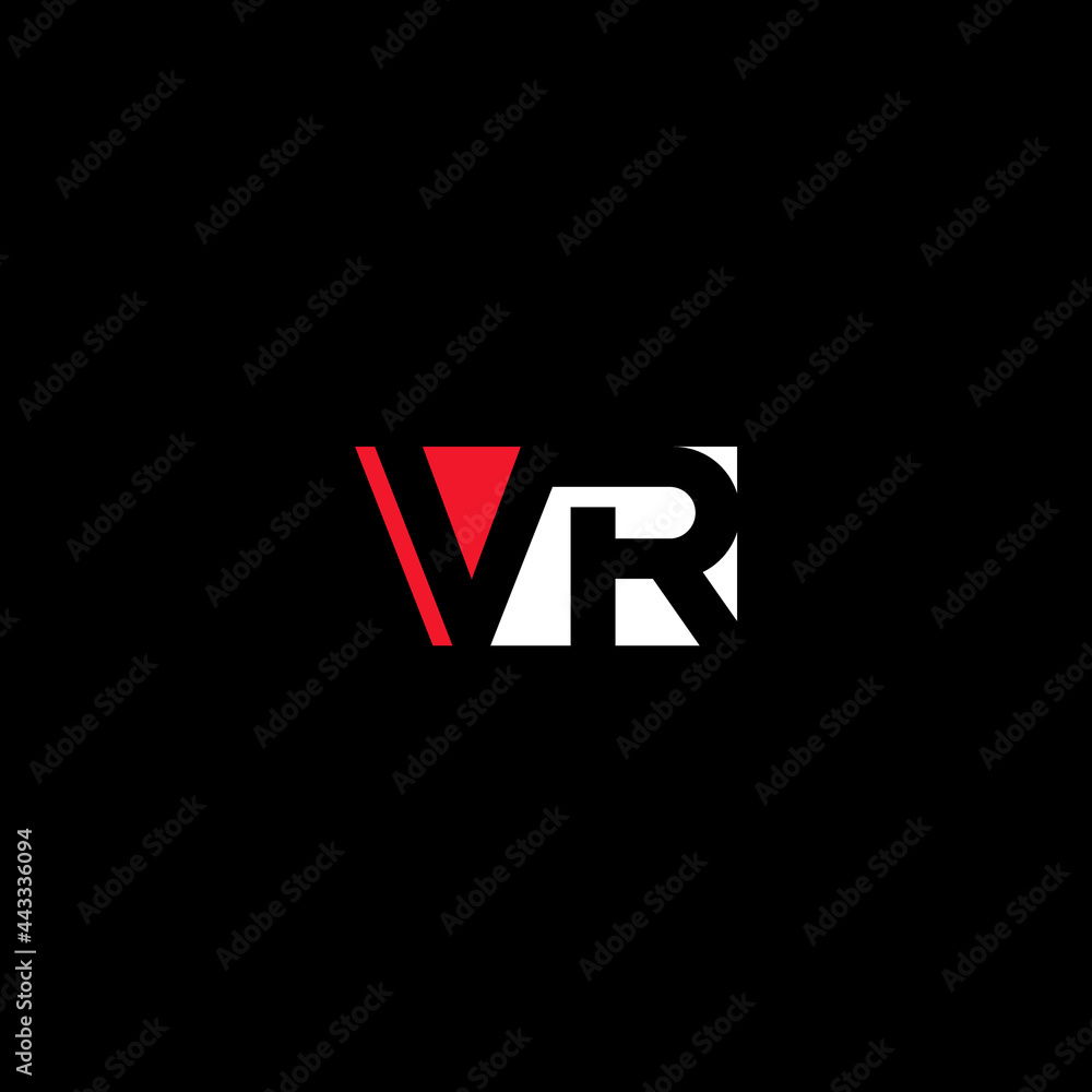 VR letters monogram, negative space. Business logo design.