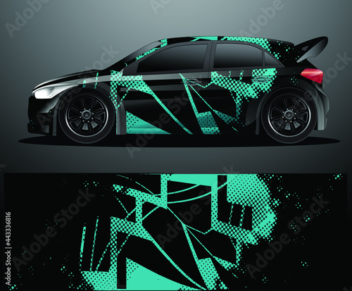Rally car decal graphic wrap vector, abstract background