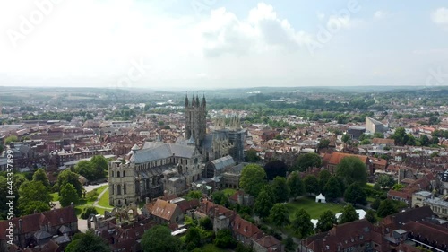 Slow moving 4K drone footage of Canterbury Cathedral photo