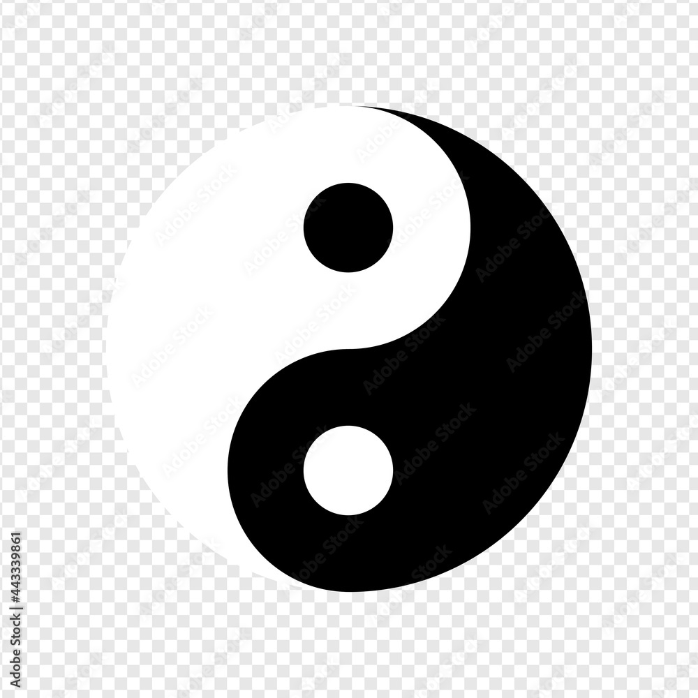 Taijitu Symbol Black and white yin yang on a white background Taijitu Symbol Black and white yin yang on a white background