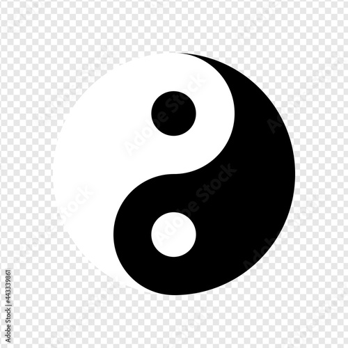 Taijitu Symbol Black and white yin yang on a white background