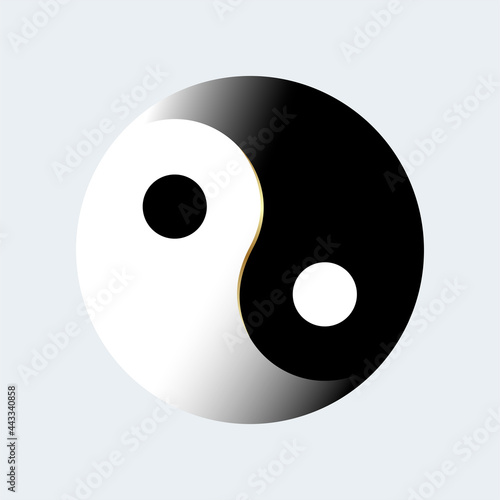 Taijitu Symbol Black and white yin yang on a white background