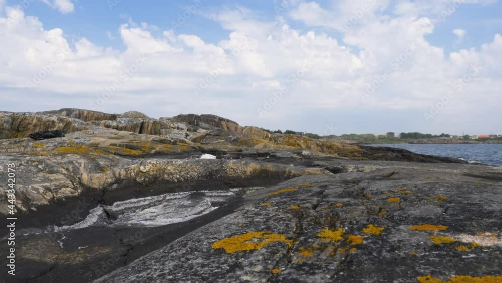 Panning Shot Of Beautiful Coastal Landscape At Ersdalen Nature Reserve In Sweden