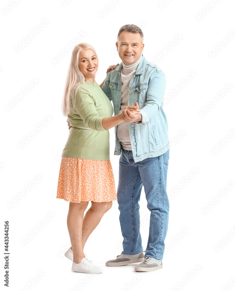 Dancing mature couple on white background Dancing mature couple on white background