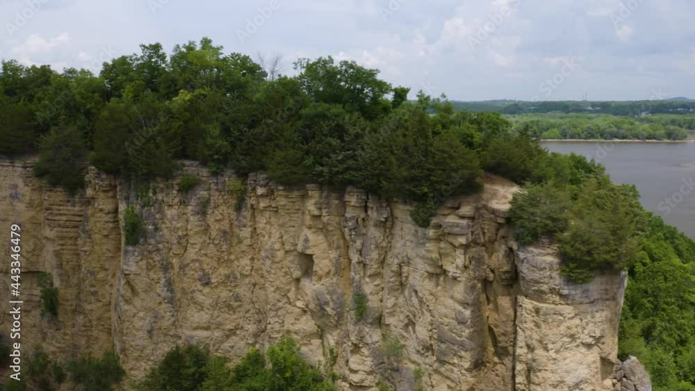 Close Up Aerial Shot of Limestone Cliffs at Horseshoe Bluff near Dubuque, Iowa Close Up Aerial Shot of Limestone Cliffs at Horseshoe Bluff near Dubuque, Iowa