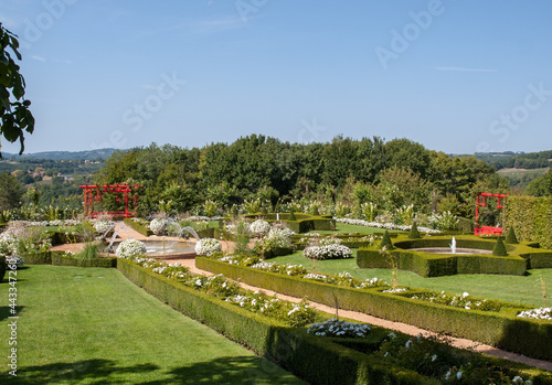  garden in the picturesque Jardins du Manoir d Eyrignac in Dordogne. France