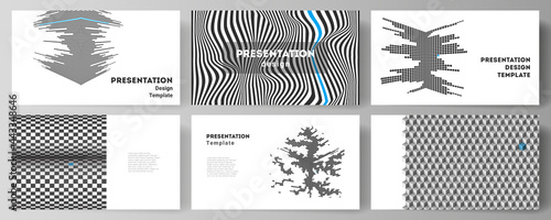 The minimalistic abstract vector illustration of the editable layout of the presentation slides design business templates. Abstract big data visualization concept backgrounds with lines and cubes.