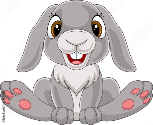 Cute little rabbit cartoon sitting
