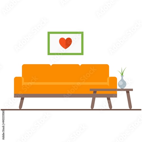 Vector couch for living room illustration couchsurfing icon