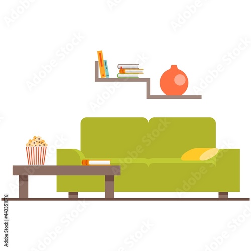 Living room interior vector house or flat furniture