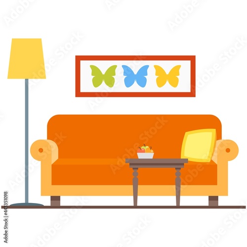 Living room design interior vector isolated on white