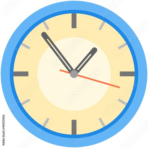 Clock vector, time icon, round wall watch illustration