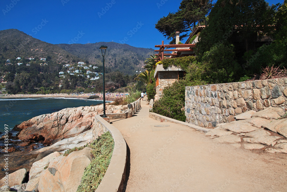 The road to the beach in Zapallar village, Chile