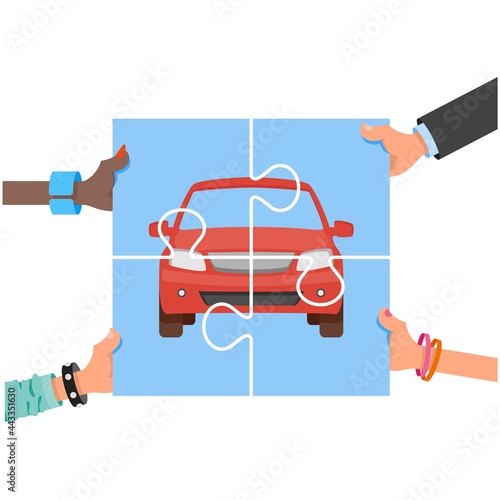 Car puzzle jigsaw piece vector carsharing icon on white