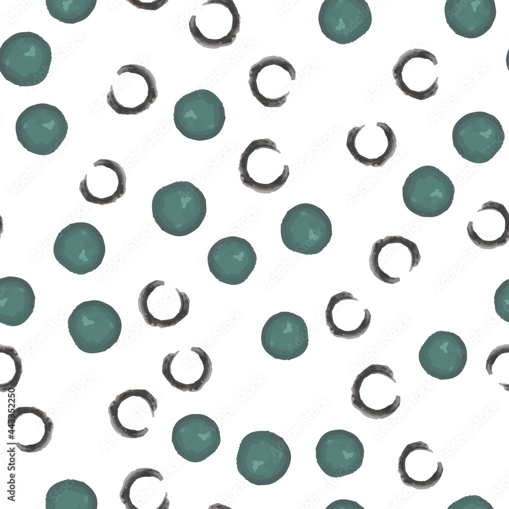 Hand Drawn seamless pattern is black and green colors