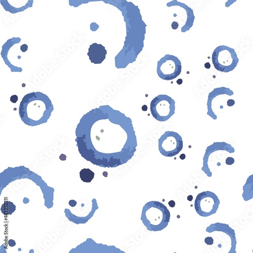 Hand drawn abstract pattern gouache in blue color
