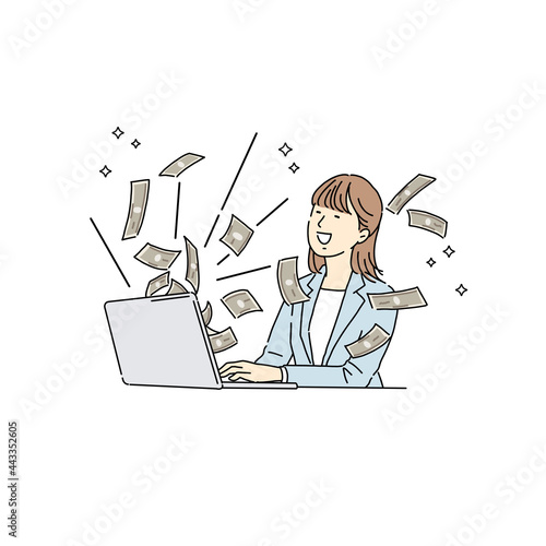 ネットビジネス、稼ぐ女性、副業、貯金