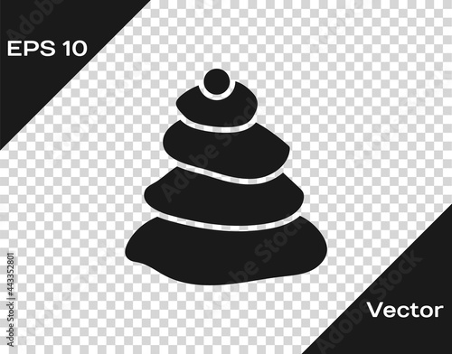 Photography Black Stack hot stones icon isolated on transparent background
