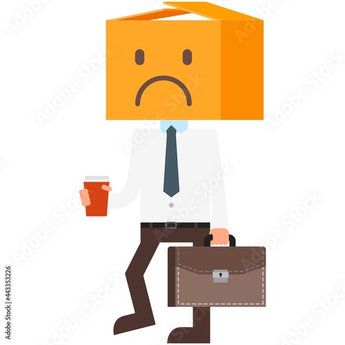 Businessman with sad head box vector illustration
