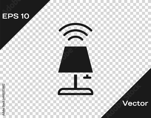 Black Smart table lamp system icon isolated on transparent background. Internet of things concept with wireless connection. Vector