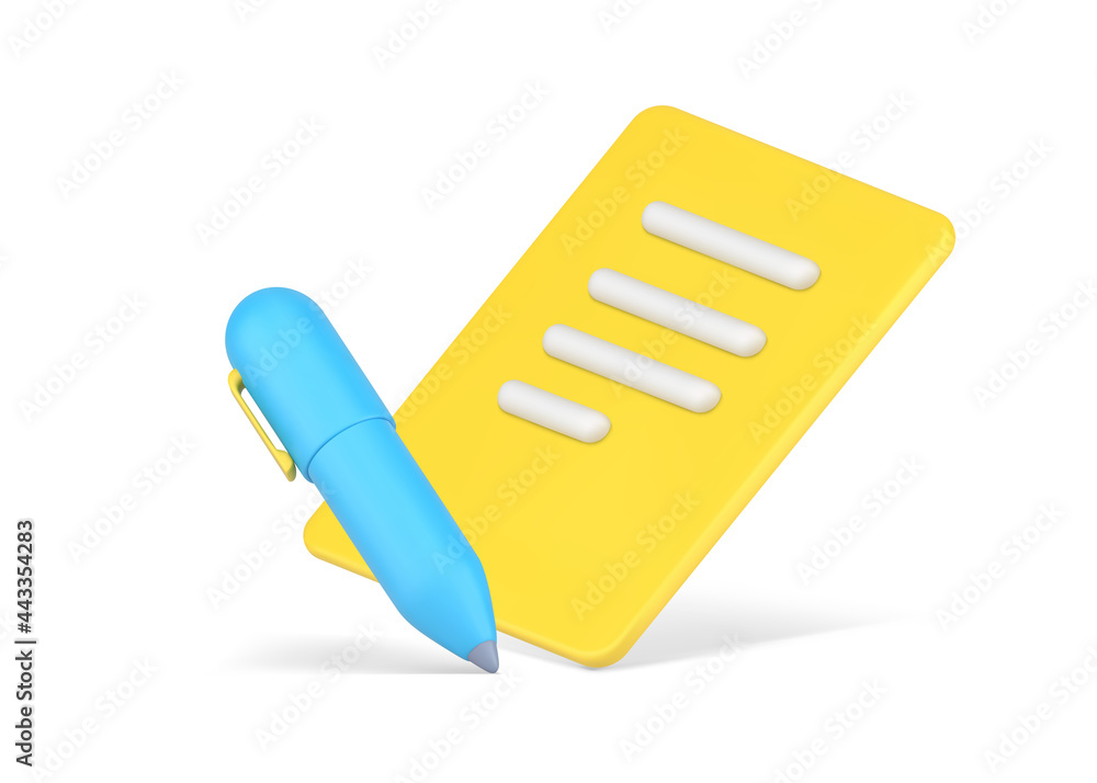 Signing business contract. Yellow volumetric paper with rows abstract text Signing business contract. Yellow volumetric paper with rows abstract text