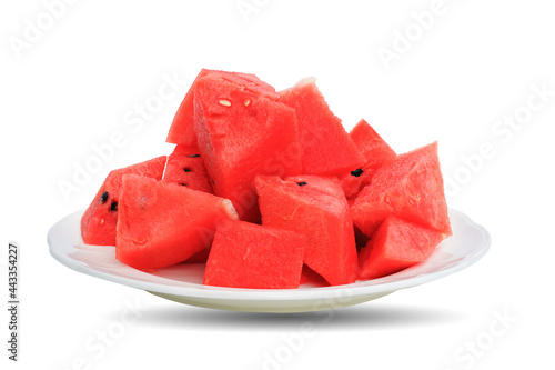Watermelon slices isolate on white background with clipping path.
